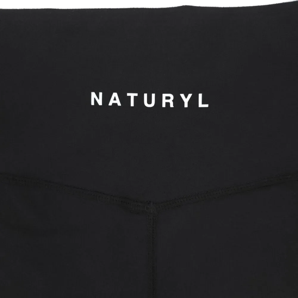 NATURYL Crossover Cropped Leggings Black Athleisure Yoga Lounge Sporty Grym